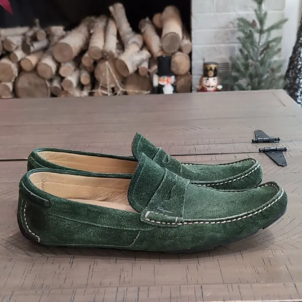 Salvatore Ferragamo Billy 2 Green Suede Driving Loafers Sz 9
